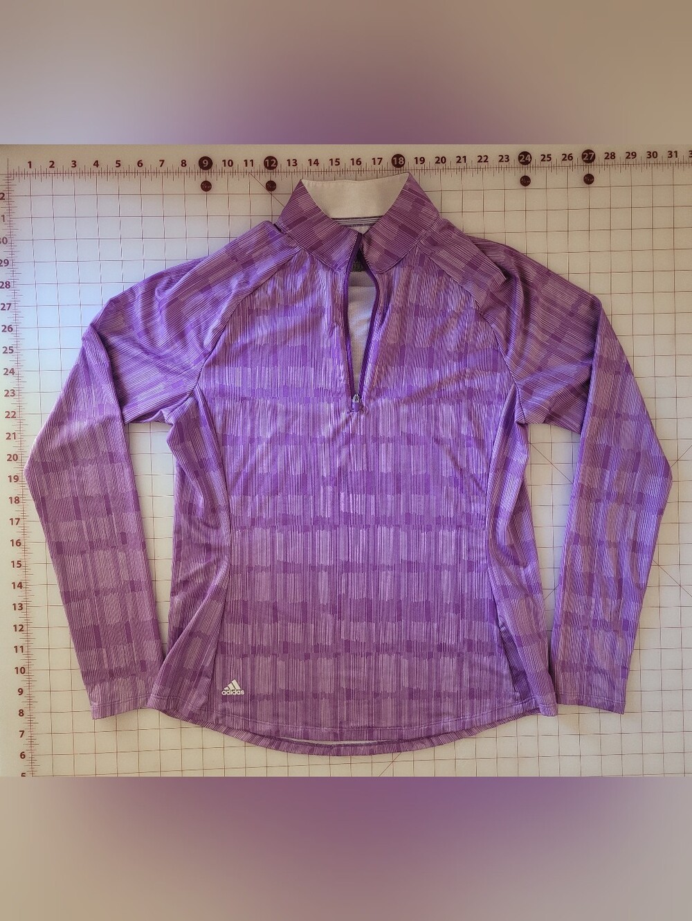 Adidas Men’s Purple Long-Sleeve Swim Shirt - Quarter Zip